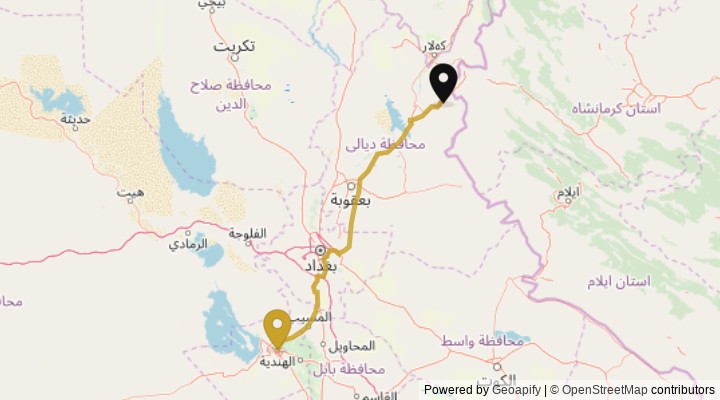 نقشهٔ مسیر مرز خسروی تا کربلا